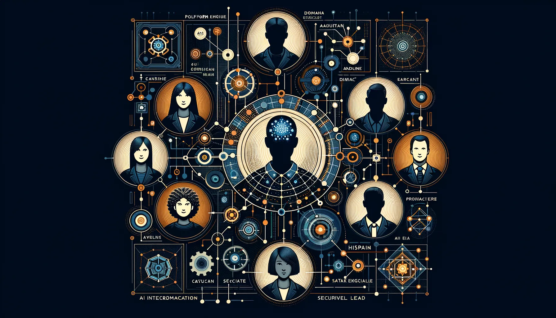 Cross-functional AI team pod with six specialized roles collaborating on production workflows